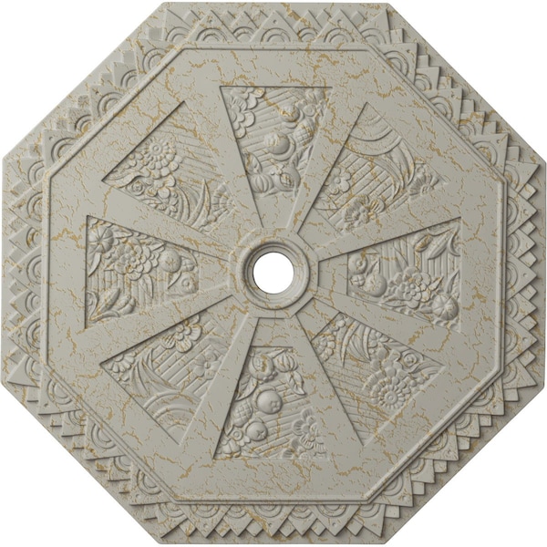 Ekena Millwork Spring Octagonal Medallion (Canopies up to 3"), 29 1/8"OD x 2 1/4"ID x 1 1/8"P, Pot of Cream Crackle CM30SPPCC - main